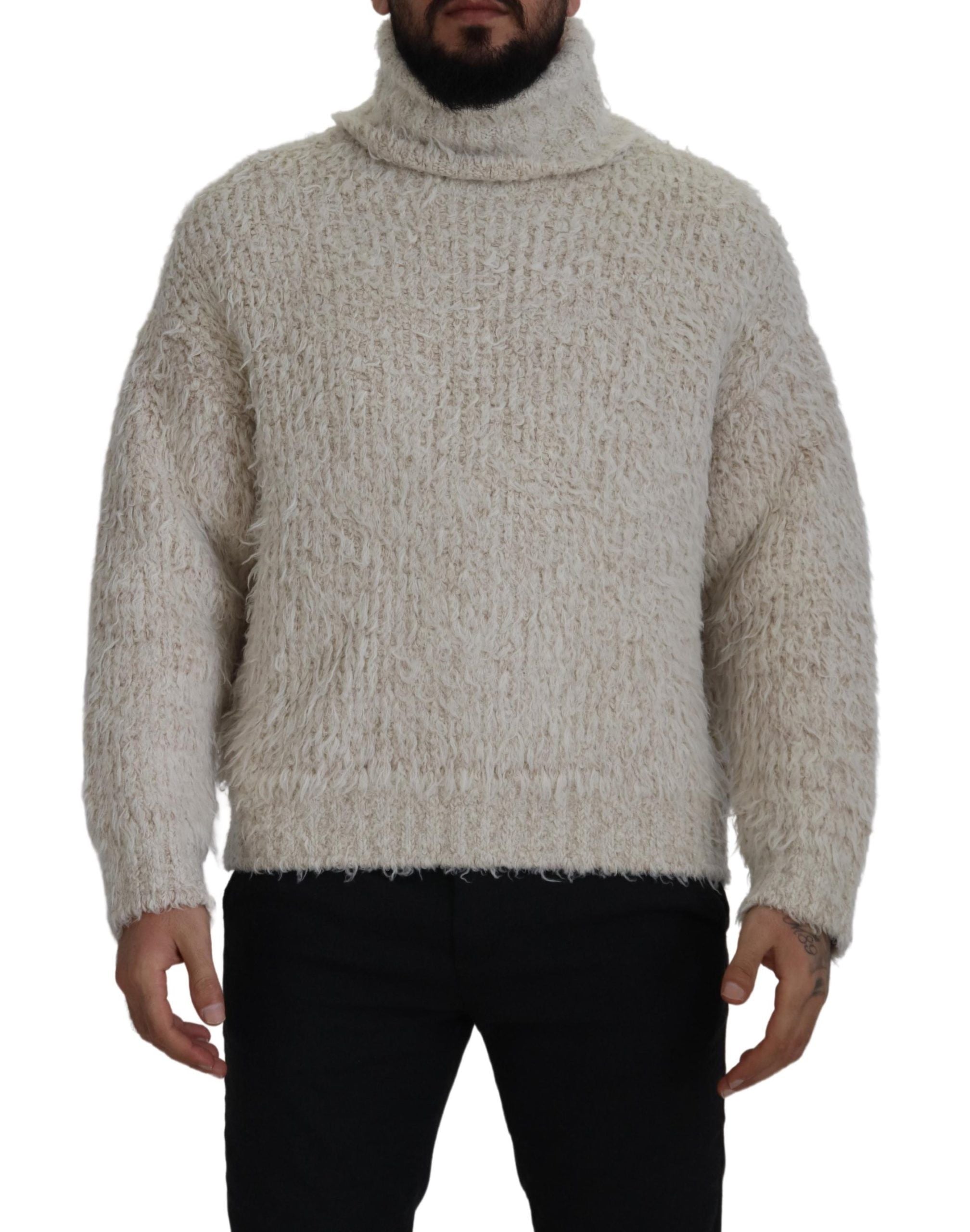Dolce & Gabbana Elegant wool blend turtleneck sweater in cream